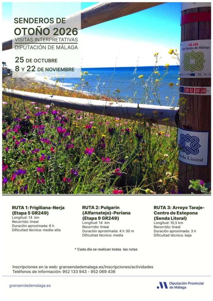 La Diputación de Málaga organiza los Senderos de Otoño los días 25 de octubre, 8 y 22 de noviembre